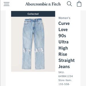 Abercrombie & Fitch curve love 90s ultra high rise, straight jeans